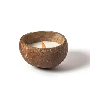 Поставщик VINACAMON, натуральный кокосовый соевый воск, свечи для хлопьев ручной работы, ароматизированные свечи в кокосовой скорлупе, ароматизированные свечи в кокосовой чаше