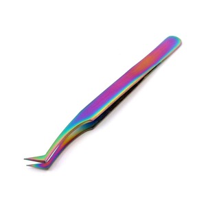 Pinzas de extensión de pestañas de acero inoxidable, diseño único, puntos afilados, agarre suave, embalaje de logotipo personalizado - Product Image 5