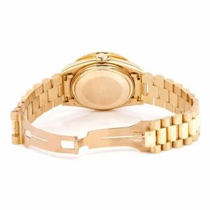 PJ Montre à quartz pour hommes d'affaires en moissanite, or jaune, cadran bleu, date, lunette en diamant baguette, logo personnalisé, vente en gros de marque privée - Product Image 3