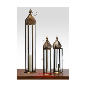 Vente en gros de bougeoirs lanterne marocaine personnalisés bougeoirs décoratifs en métal verre blanc pour la maison et la décoration de Noël - Product Image 4