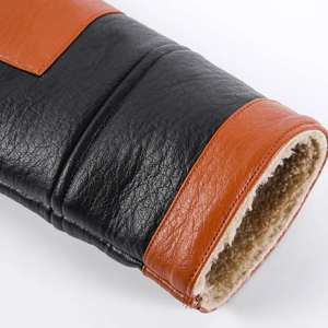 Blouson aviateur pour homme en cuir de peau de mouton durable avec col montant et logo frontal pour la conduite hivernale - Product Image 3