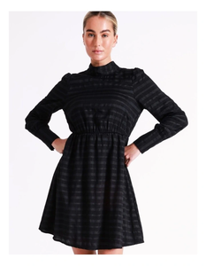 Summer Ladies Woven Dress Fall <b>Clothes</b> Custom O-Neck Long Sleeves Waist High Cuffs Above Knee Length - Product Image 1