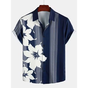 Venta al por mayor Hawaiano de alta calidad verano playa desgaste de manga corta hombres flor camisa impresa - Product Image 4