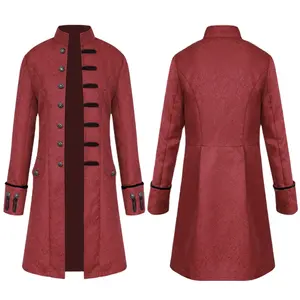 Men's Steampunk Jackets Gothic Cosplay Tailcoat Long Sleeve Medieval Costume Jackets S-XXXL