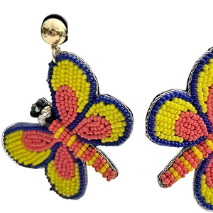 Boho Vintage joyería de moda pendientes grandes declaración con cuentas bordado mariposa pendiente fabricante indio - Product Image 3