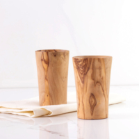 ArtisRaw Tasses et soucoupes en bois d'olivier écologiques, design rustique méditerranéen, fabrication artisanale, biodégradables, durables, 200 ml