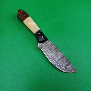 Couteau de chasse à lame fixe en acier damas fait à la main pour le camping avec gaine en cuir couteaux japonais - Product Image 2