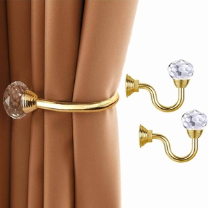 Curtain <b>Tiebacks</b> Crystal Hooks Multi Function Decor Wall Mounted Hook Decoration Home Office Golden Color Hardware Products - Product Image 1