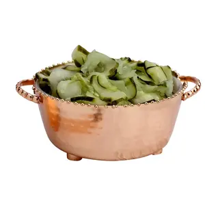 Bol décoratif artisanal de luxe pour l'intérieur des hôtels, exportation, bol de table en cuivre antique, fabriqué à la main, sûr, fabriqué par Zahid Exports, plaqué - Product Image 5
