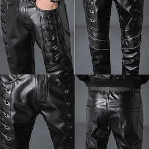 Pantalones de Cuero Auténtico para Hombre, Estilo Punk, Vaqueros, Pantalones BLUFF, Pantalones de Motociclista, Cuero - Product Image 5