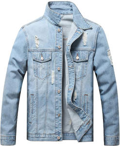 Veste en jean pour hommes, broderie de détresse, design personnalisable, matériau en coton respirant, cousu à la machine pour le printemps - Product Image 5