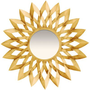 Sun <b>Flower</b> Shape Golden Finishing Iron Round Shape Wall <b>Mirror</b> Frame for Living Room & Bedroom Decoration On Whole Sale - Product Image 1