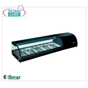 Équipement de réfrigération pour cuisine commerciale Forcar G-SSS1500, vitrine à sushis, capacité élevée de 40 mm de hauteur pour 5 contenants GN 1/3 - Product Image 1
