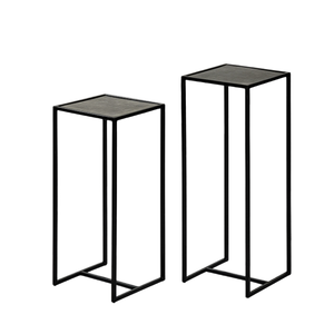 Juego de pilares laterales de metal de estilo clásico de 2 piezas con acabado dorado para muebles de sala de estar y dormitorio - Product Image 1