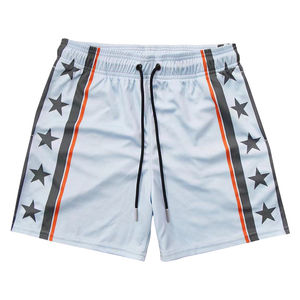 Pantalones cortos de playa para gimnasio de cintura media de secado rápido para hombre, bañadores tejidos para correr con bolsillos con cierre de cordón, pantalones cortos informales estampados para hombre - Product Image 1