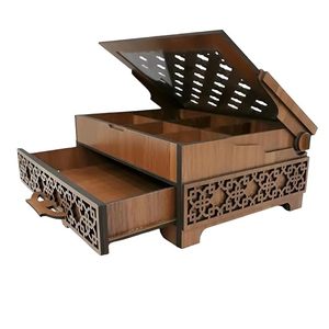 Boîte à bijoux en bois sculpté classique, peinte à la main, durable, rectangulaire, artisanale, cadeau et boîte de rangement pour l'affichage des bijoux - Product Image 3