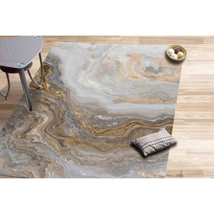 Tapis en laine beige traditionnel patchwork, tapis en velours personnalisé avec envers en latex - Product Image 3