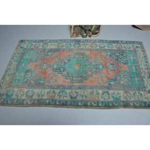 Tapis turc vert orange vintage de 35x64 pieds, fait à la main, en laine avec support en latex, 4m de largeur - Product Image 3