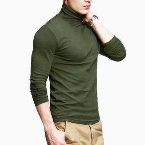 Camisetas de Algodón de Cuello Alto para Hombre, Ajustadas, de Manga Larga, con Cuello de Tortuga y Logotipo Estampado en la Parte Delantera - Product Image 3
