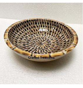 Eco Friendly Customized Wooden Salad <b>Bowl</b> with <b>Enamel</b> Prints Lead Free Party Use Kitchen Homeware Wholesale Price - Product Image 5