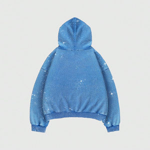Nouveaux sweats à capuche unisexes tendance, effet délavé au soleil, avec logo personnalisé en strass, impression intégrale en strass, streetwear - Product Image 2