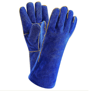 Guantes de soldadura de cuero dividido de vaca Guantes de seguridad de cuero genuino de piel de vaca largos Protección DE TRABAJO Soldadura industrial - Product Image 2