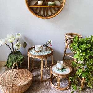 Mesa auxiliar redonda de ratán para sala de estar, precio más barato, mesas decorativas con Incrustaciones de nácar - Product Image 4