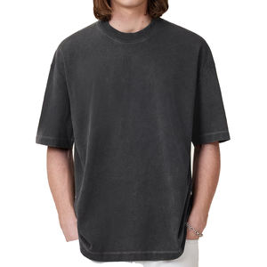 2025 nouveauté coton lourd matériel surdimensionné Boxy Fit hommes T-Shirt couleur noire avec motif imprimé Design en gros - Product Image 3
