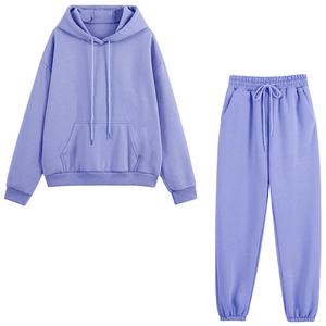 Ensemble de survêtement streetwear imprimé pour femme, hiver, respirant, séchage rapide, 100 % coton, sweat à capuche à épaules tombantes, coupe ample, pantalon de survêtement - Product Image 1