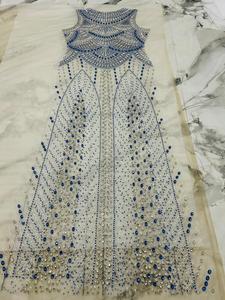 Meilleur prix 100% Polyester tissu perlé de luxe avec Zircon fait à la main fournisseur indien vêtements faisant tissé et motif de maille - Product Image 5