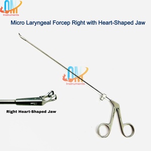 Pinzas microlaringeales 45° con mandíbula en forma de corazón, instrumento quirúrgico fino para cordón vocal y laringe, de acero inoxidable sólido de 22 cm |   OldMed - Product Image 2