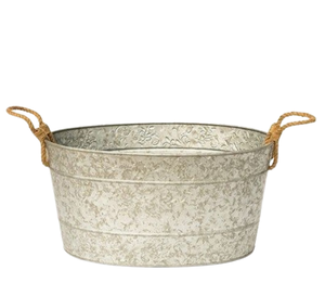 Jardinières demi-rondes en métal de zinc Poignée de corde de style le plus récent Jardinière de sol galvanisée Jardinières galvanisées seau - Product Image 1