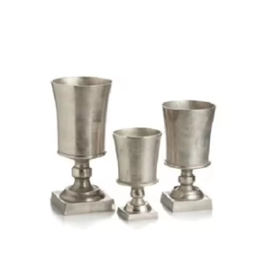 Conjunto de florero de aluminio plateado moderno, florero decorativo para jardín de casa, para fiestas de boda, entrada, tres floreros de metal - Product Image 1