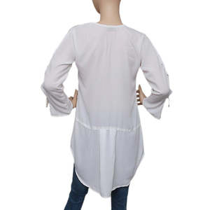 Haut en georgette style western pour femme - Blanc - Product Image 2