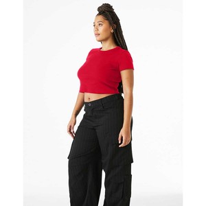 52% Airlume algodón peinado y hilado en anillo, 48% camisetas cortas de poliéster camiseta al por mayor mujeres señoras camiseta - Product Image 3