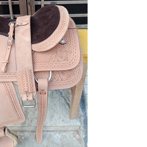 Silla de Montar de Cuero Natural y Marrón de Alta Calidad, Estilo Western, para Caballos de Rancho - Product Image 5