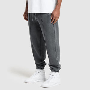 Pantalones Deportivos Casuales para Hombre, 100% Algodón, con Logotipo Personalizado, Lavado Ácido, Cierre con Cordón, Corte Recto - Product Image 1