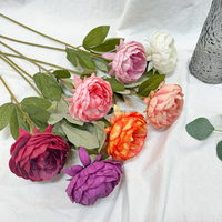 Fleurs de pivoine artificielles en soie de haute qualité, tige unique de 61 cm, pour accessoires de mariage et décoration de salle d'exposition (vente en gros)