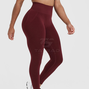 High Quality Women Yoga <b>Leggings</b> Solid <b>Pattern</b> Quick Dry Breathable Elastic Waist Customizable Fitness Wear Price - Product Image 3