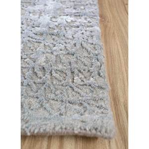Tapis Uvenuti en laine et soie de bambou noué à la main, couleur unie gris et noir, pour la maison -LRB-1672 - Product Image 4