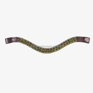 Banda de cuero negro o marrón de alta calidad, banda para cejas de caballo de 5 filas, cristal claro verde, personalizado - Product Image 5
