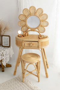 Nouvelle arrivée enfant jouet, ensemble de vanité enfant en rotin naturel fait à la main, meilleure vente avec des meubles pour enfants de haute qualité fabriqués au Vietnam - Product Image 4