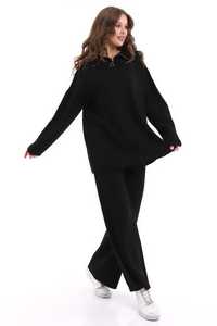 Prendas de punto de alta calidad para mujer, ropa informal de dos piezas a rayas, ropa de oficina, chándal de gran tamaño con cremallera, conjunto de suéter - Product Image 4