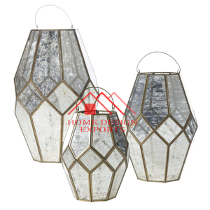 Lanterne hexagonale en verre transparent avec cadre en laiton pour la décoration de la maison, des hôtels et des restaurants - Product Image 2
