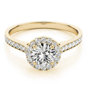 Anillo de Compromiso con Halo de Diamantes en Oro Amarillo de 18K, 0.29ct, Joyería Elegante para Boda - Product Image 1