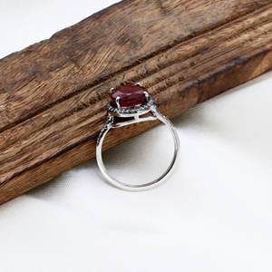 Piedra preciosa de rubí natural hecha a mano con anillo de boda de circón cúbico para mujer, joyería fina de Plata de Ley 925, regalos al por mayor - Product Image 2