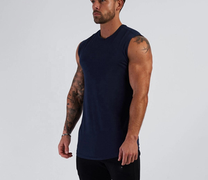 Débardeur d'été à logo personnalisé pour hommes, tricot de coton et polyester à séchage rapide, gilet de sport sans manches à conception ample, chemises de corps - Product Image 5