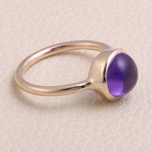 Handmade Minimalist <b>Amethyst</b> Sterling Silver <b>Ring</b> February Birthstone for Wedding Party Oval Cut Valentine's Day Gift for Women - Product Image 3