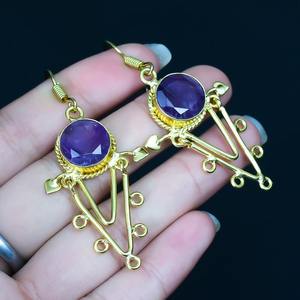 Best Quality 925 Solid Sterling <b>Silver</b> Handmade Drop <b>Earrings</b> Girls' <b>Wedding</b> Gifts-Trendy Amethyst Spinner Dangle for Women - Product Image 4