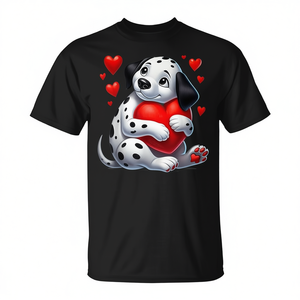 Camiseta con diseño de perro dámasceno abrazando un corazón para el Día de San Valentín, para amantes de los perros - Product Image 2